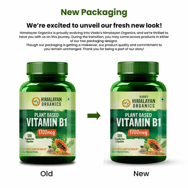 Vlado's Himalayan Organics Plant-Based Vitamin B1 | (120 Capsules)