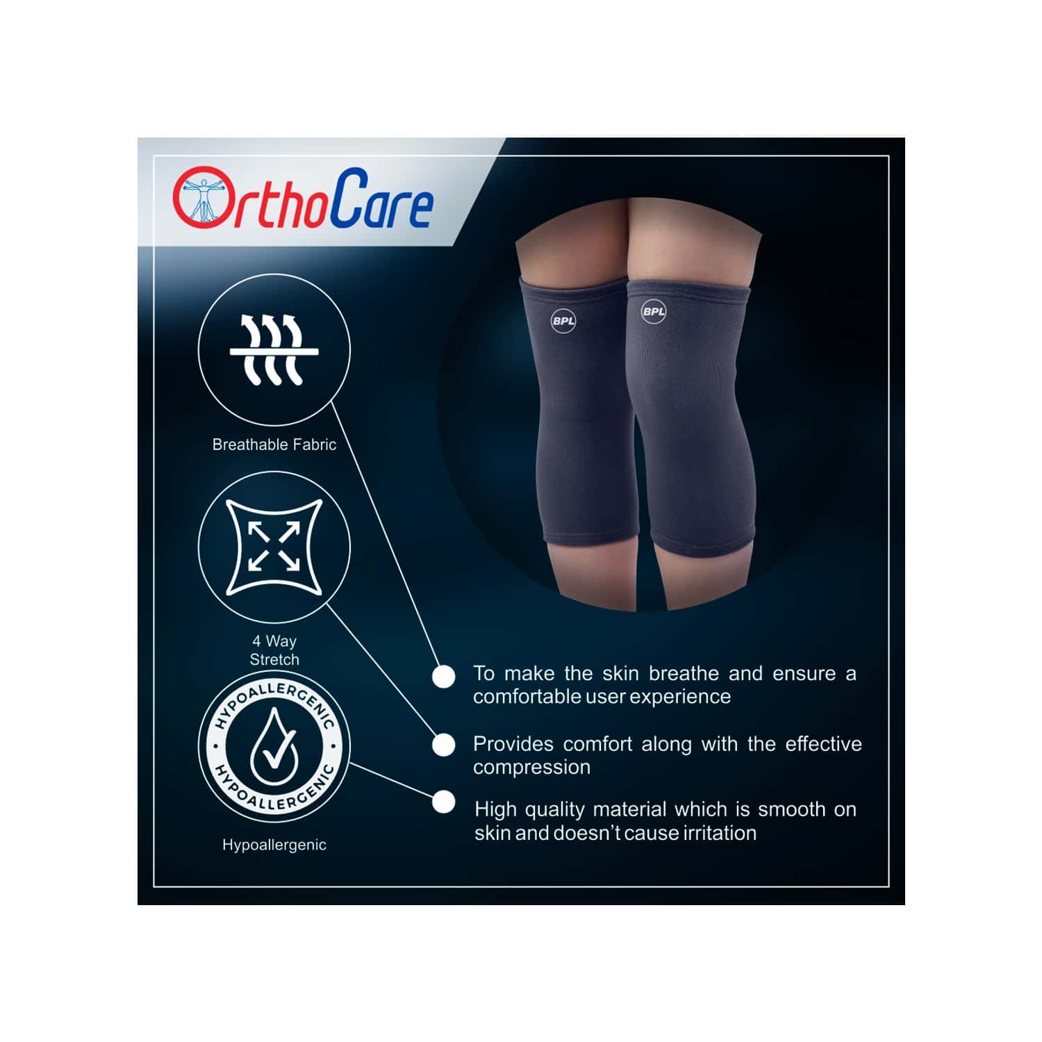 BPL ORTHOCARE KNEE CAP GREY - M - 1PC