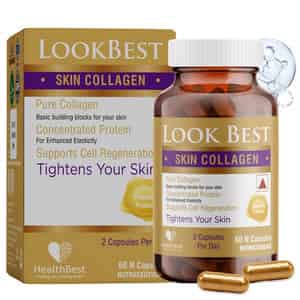 Healthbest Skin Collagen Supplement For Women & Men Enhances Skin Tightening - 60 Capsules