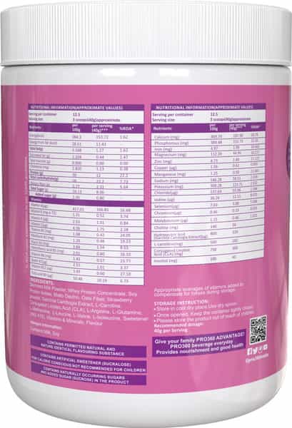 Pro360 Proslim Strawberry Nutritional Supplement Powder Jar 500 Gm