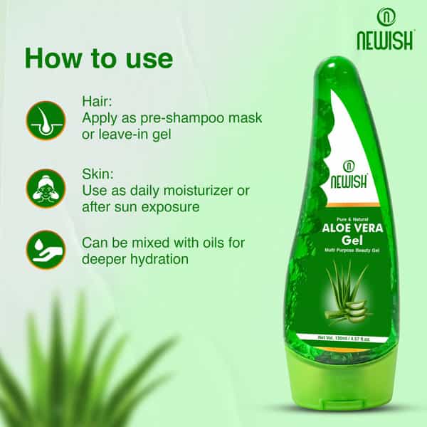 Newish Pure Aloe Vera Gel Combo For Face Skin & Hair 130 Ml (Pack Of 2)