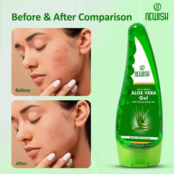 Newish Pure Aloe Vera Gel Combo For Face Skin & Hair 130 Ml (Pack Of 2)