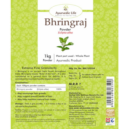 Ayurvedic Life Bhringraj Powder - 1 Kg Powder - Pack Of 4