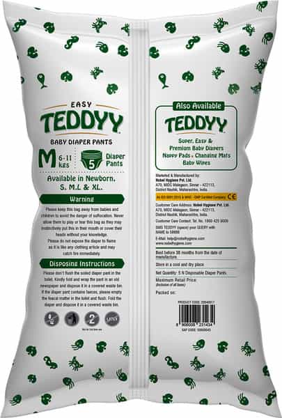 Teddyy Easy Baby Diaper Pants - Medium - 5 Pc