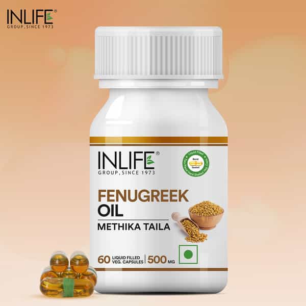 Inlife Fenugreek Seed Oil (Quick Release) Supplement 500 Mg - 60 Liquid Filled Vegetarian Capsules