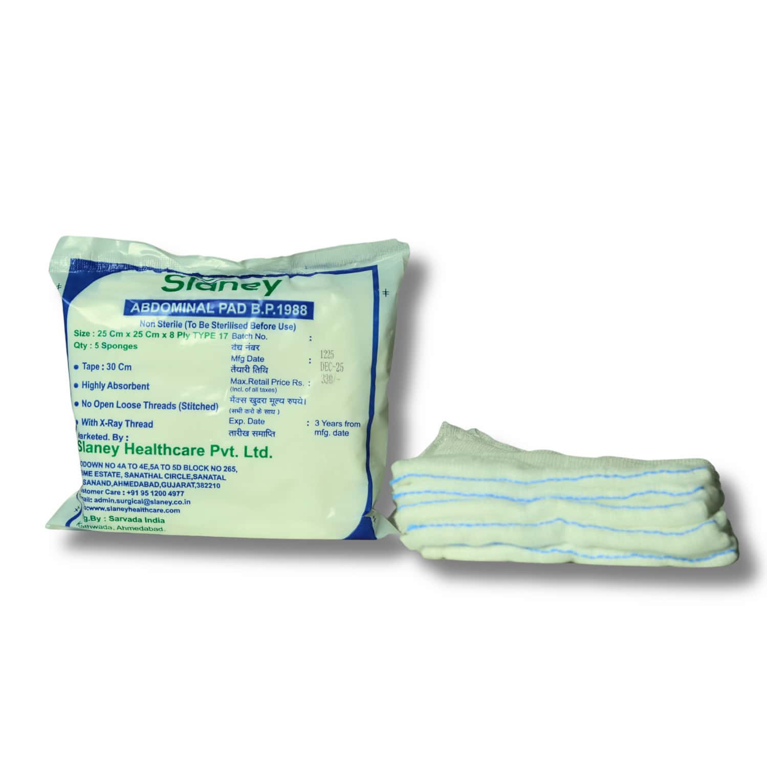 Slaney Abdominal Mop 25x25cm 8 Ply