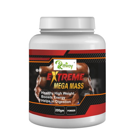 Riffway Extreme Mega Mass Weight Gain Powder | Conveniently Increase Daily Caloric Intake (1x200gm)