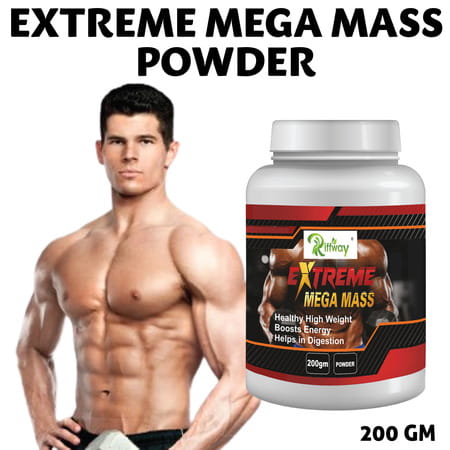Riffway Extreme Mega Mass Weight Gain Powder | Conveniently Increase Daily Caloric Intake (1x200gm)