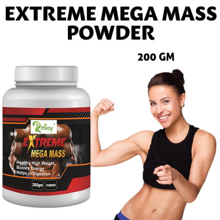 Riffway Extreme Mega Mass Weight Gain Powder | Conveniently Increase Daily Caloric Intake (1x200gm)