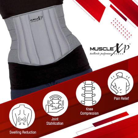 Musclexp Drfitness+ Lumbo Sacral Belt Back Support Belt With Back Pain Relief-Compression Xl Size