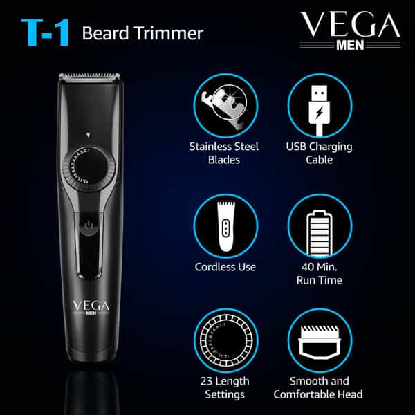 Vega Men T1 Beard Trimmer For Men (Vhth-18)