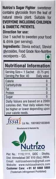 Sugar Fighter Stevia Sachets Box Of 40 'S