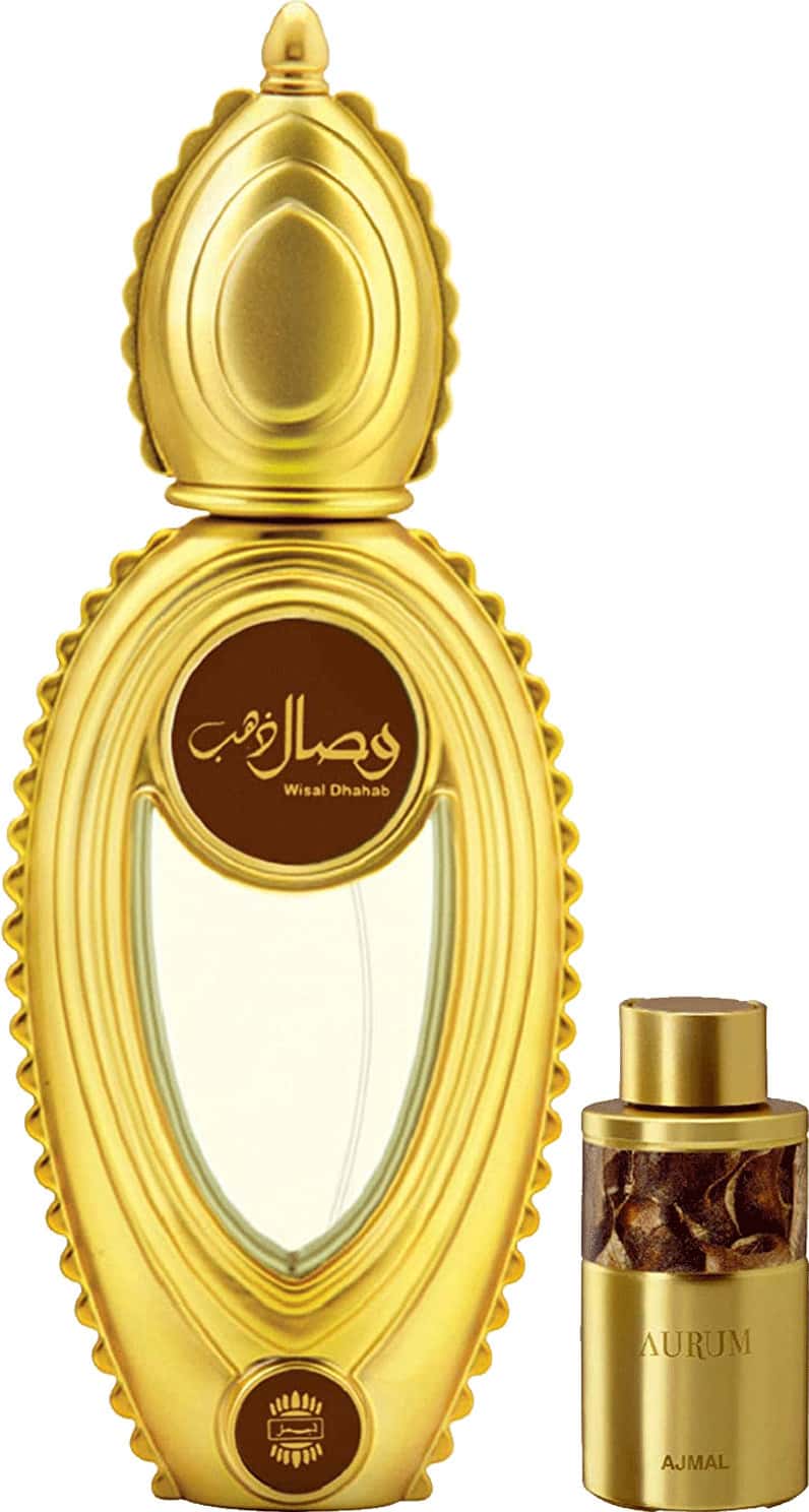 Ajmal Wisal Dhahab Edp 50ml Perfume For Men And Aurum Cp Oil Alcohol-Free  Attar 10ml For Women