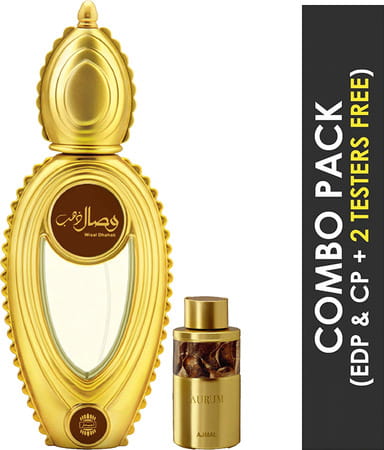 Ajmal Wisal Dhahab Edp 50Ml Perfume For Men And Aurum Cp Oil Alcohol-Free Attar 10Ml For Women