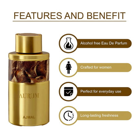 Ajmal Wisal Dhahab Edp 50Ml Perfume For Men And Aurum Cp Oil Alcohol-Free Attar 10Ml For Women