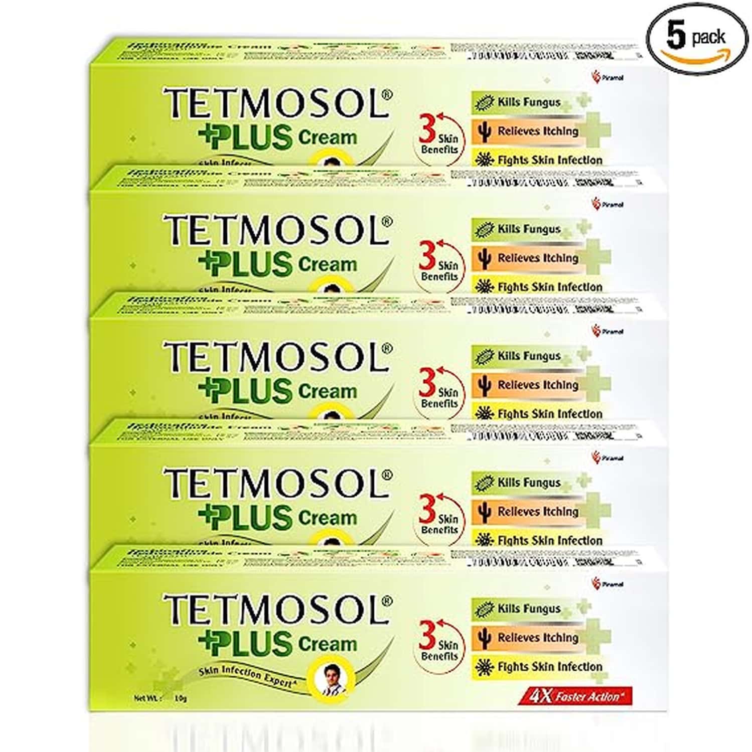 Tetmosol Plus Cream - Topical Antifungal Cream - Pack Of 5 (5 X 10g)