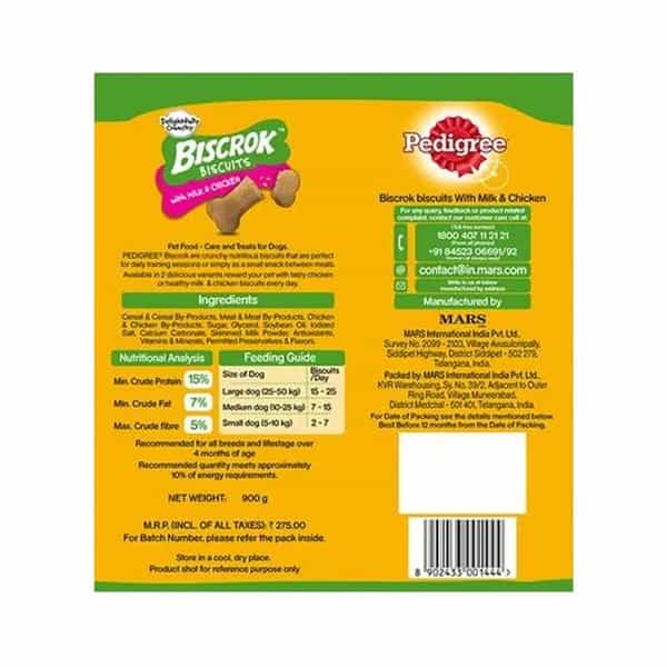 Pedigree Biscrok With Milk And Chicken 900 Gm