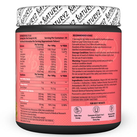 Naturyz Perfect Peach 4 In 1 Glute Builder With Creatine Bcaas Collagen For Lean Muscle -200g(Peach)