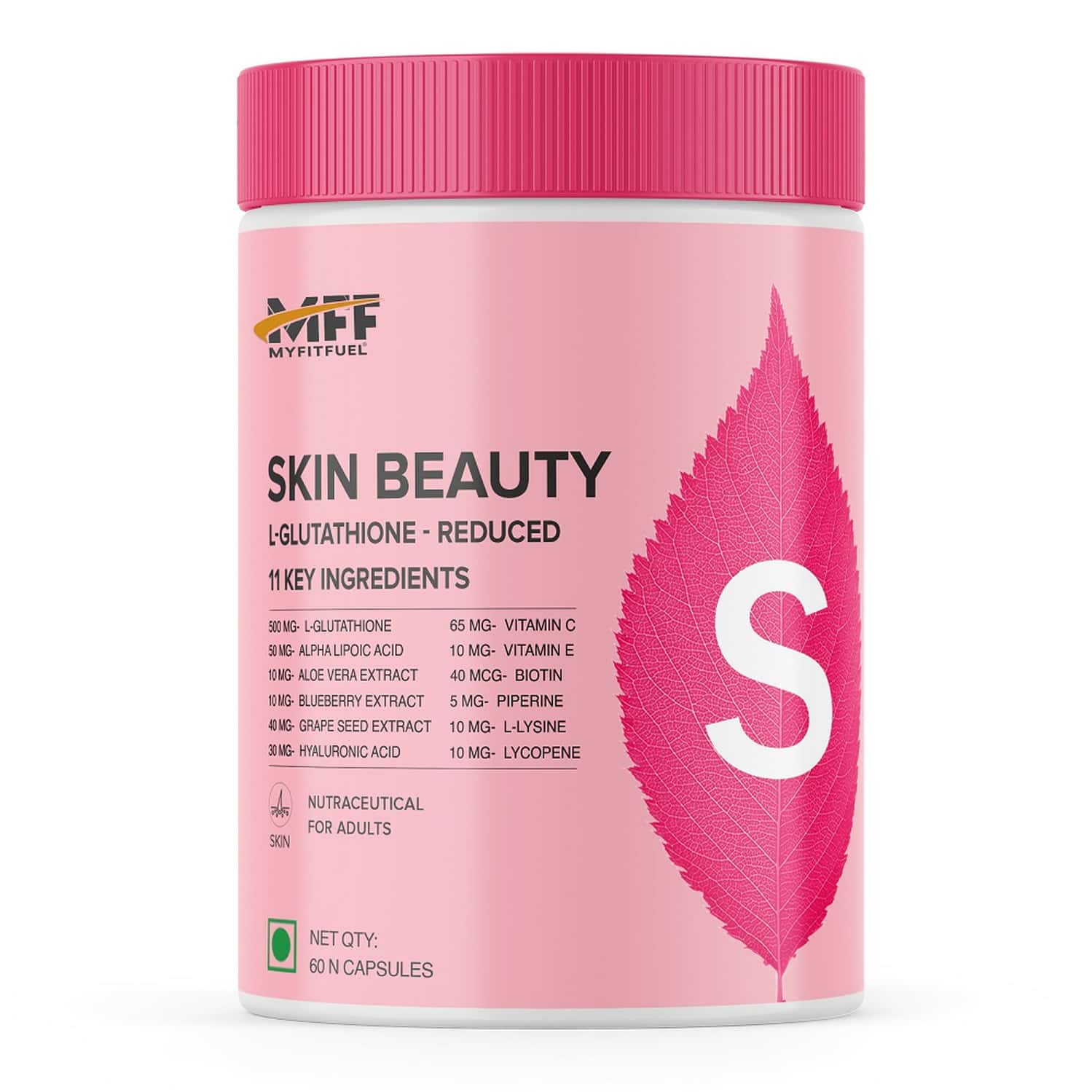 Myfitfuel Skin Beauty Glutathione (60 Capsules) +lycopene | Vitamin C E | Hyaluronic | Biotin More