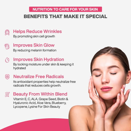 Myfitfuel Skin Beauty Glutathione (60 Capsules) +Lycopene | Vitamin C E | Hyaluronic | Biotin More