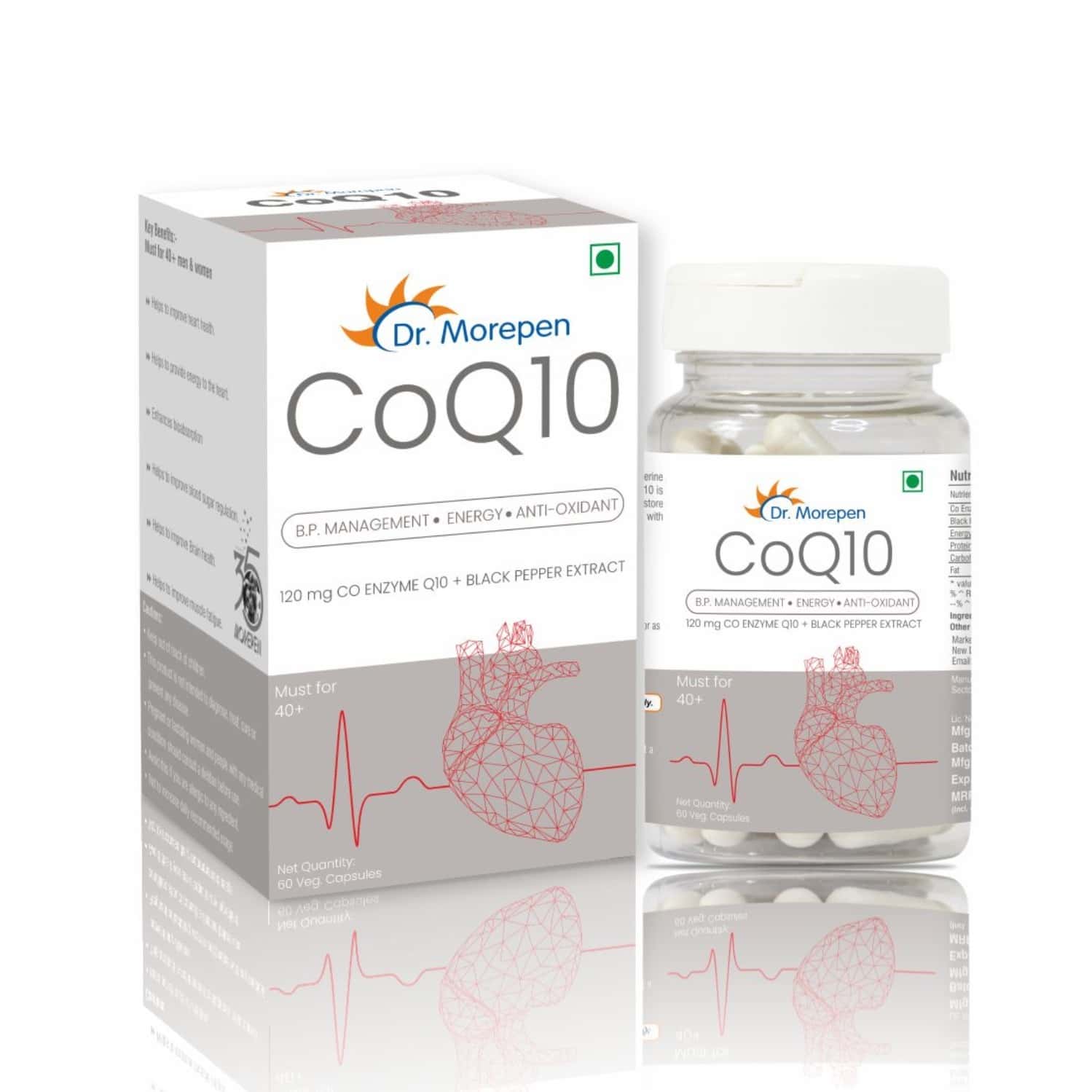 Dr. Morepen Coenzyme Q10 With Piperine|Coq10 120mg Capsule 60 Veg Cap