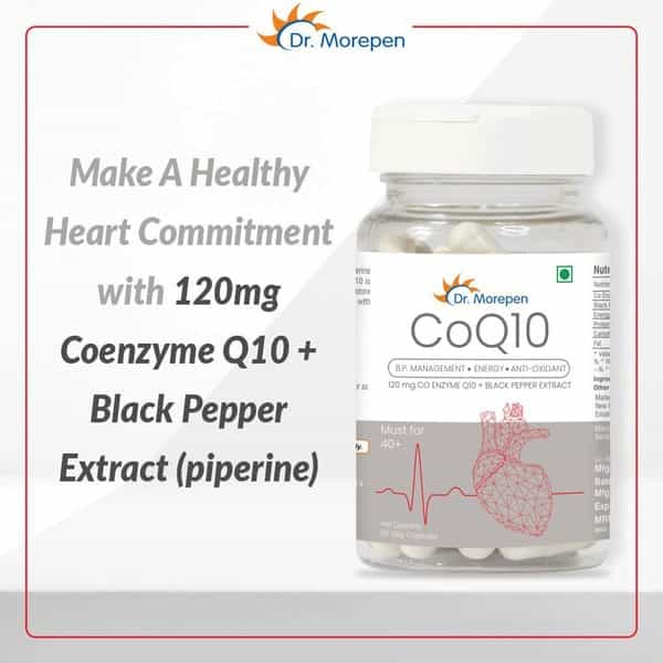 Dr. Morepen Coenzyme Q10 With Piperine|Coq10 120Mg Capsule 60 Veg Cap