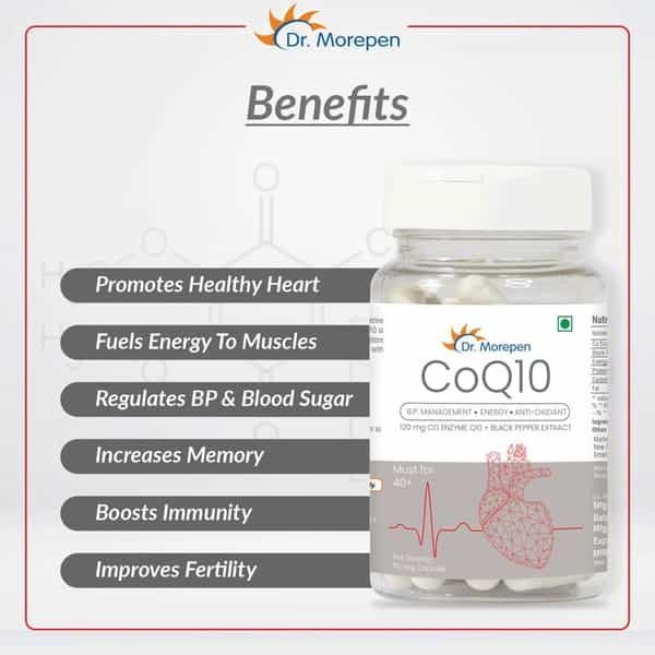 Dr. Morepen Coenzyme Q10 With Piperine|Coq10 120Mg Capsule 60 Veg Cap