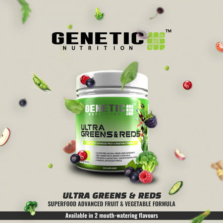 Genetic Nutrition - Ultra Greens & Reds 500g - Apple & Raspberry Flavour