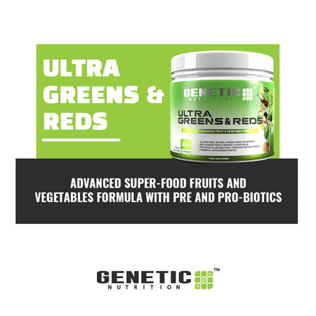 Genetic Nutrition - Ultra Greens & Reds 500g - Apple & Raspberry Flavour