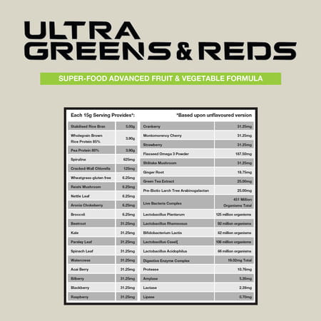 Genetic Nutrition - Ultra Greens & Reds 500g - Apple & Raspberry Flavour