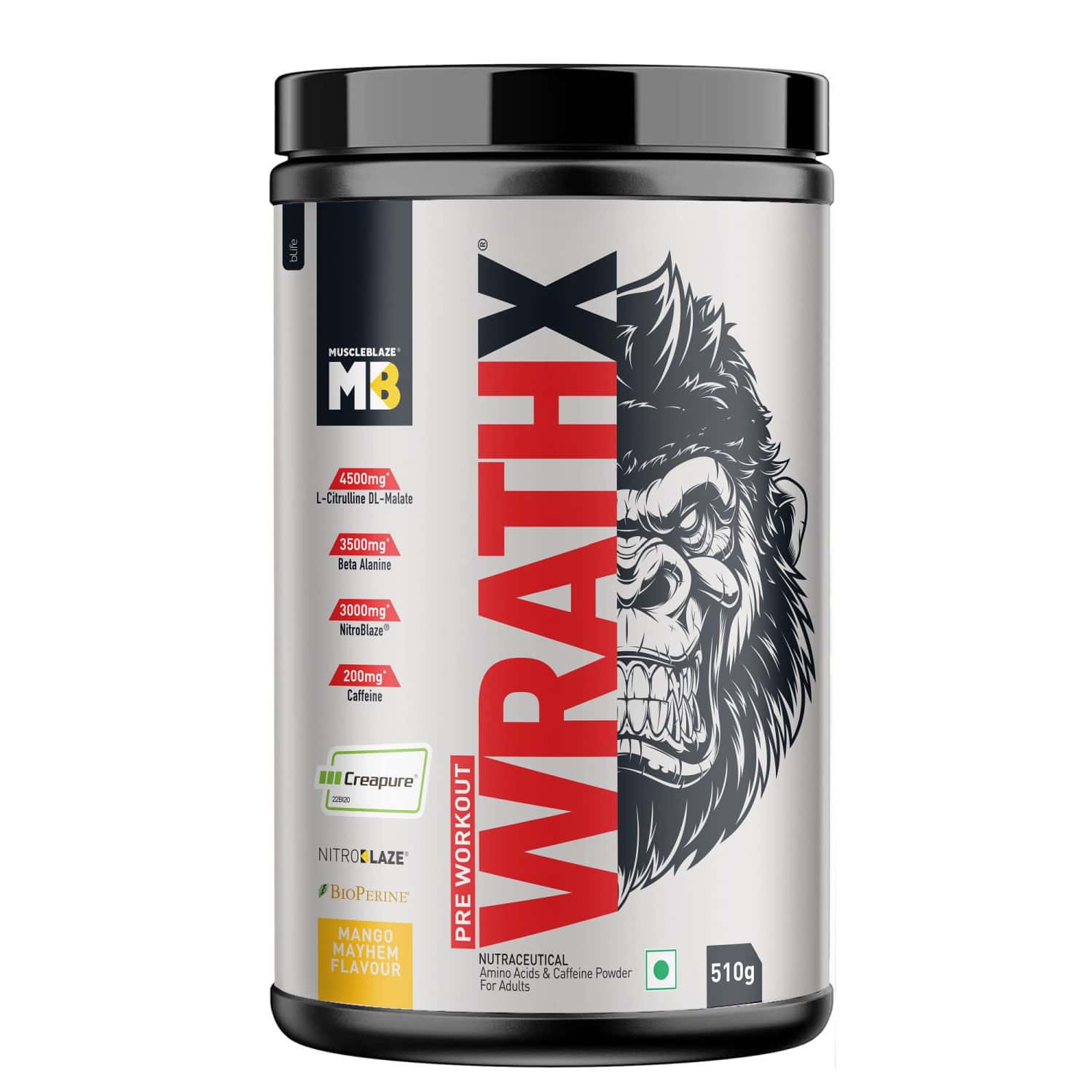 Muscleblaze Pre Workout Wrathx With Creapure Mango Mayhem | 510g