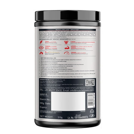 Muscleblaze Pre Workout Wrathx With Creapure Mango Mayhem | 510G