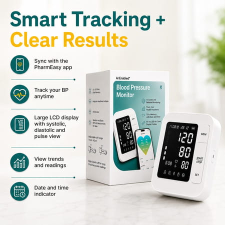 Pharmeasy Smart Connected Blood Pressure Monitor Obp-117 With Ai & Bt