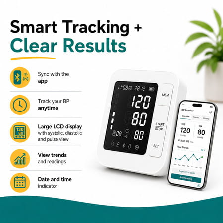 Pharmeasy Smart Connected Blood Pressure Monitor Obp-117 With Ai & Bt