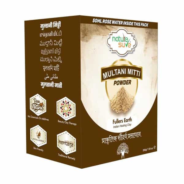Nature Sure Multani Mitti Face Pack Powder 200G With Rose Water 50Ml - 1 Pack