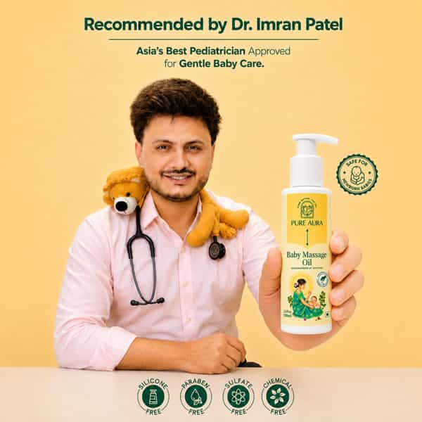Pure Aura Baby Massage Oil | 100% Natural & Ayurvedic | Nourishes Skin & Hair 100Ml Pack Of 3