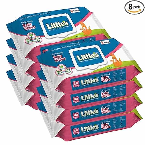 Little's Soft Cleansing Baby Wipes (80 Wipes | Lid Pack Of 8)