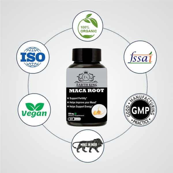 Earth King Maca Root Extract Dietary Supplement For Stamina & Libido Booster - 60 Capsules