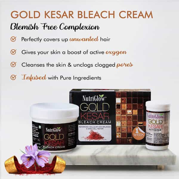 Nutriglow Natural's Set Gold Kesar Facial Kit (60Gm) Bleach (43Gm) & Face Wash (65Ml)