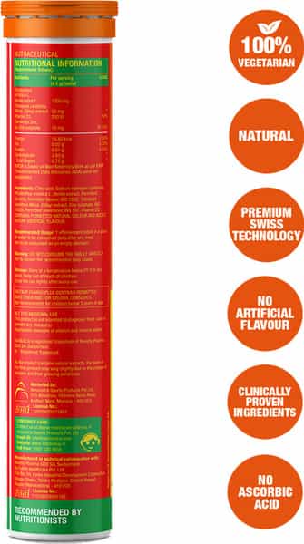 Fast&Up Charge Plus Vitamin C Tablets With Natural Giloy Vitamin D3+Zinc-Orange Flavour(20 Tablets)