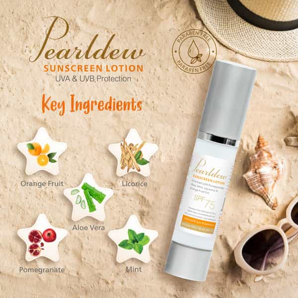 Pearldew Sunscreen Lotion Spf 75 | Uva Uvb Sun Protection For Men And Women | 50 Ml