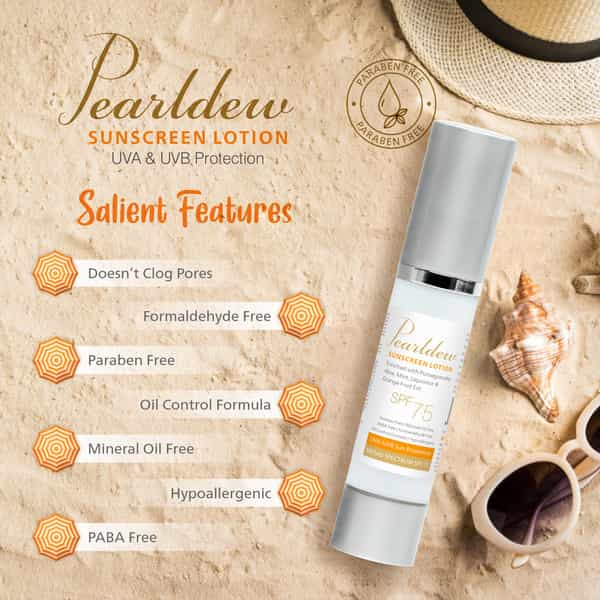 Pearldew Sunscreen Lotion Spf 75 | Uva Uvb Sun Protection For Men And Women | 50 Ml
