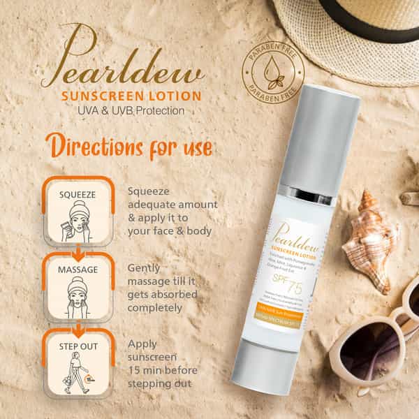 Pearldew Sunscreen Lotion Spf 75 | Uva Uvb Sun Protection For Men And Women | 50 Ml
