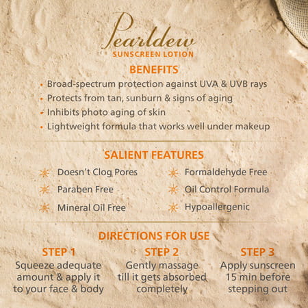Pearldew Sunscreen Lotion Spf 75 | Uva Uvb Sun Protection For Men And Women | 50 Ml