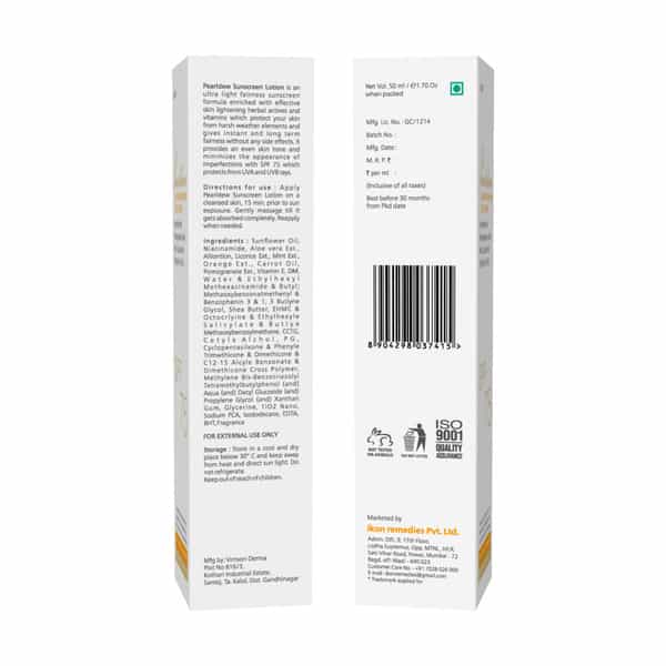 Pearldew Sunscreen Lotion Spf 75 | Uva Uvb Sun Protection For Men And Women | 50 Ml