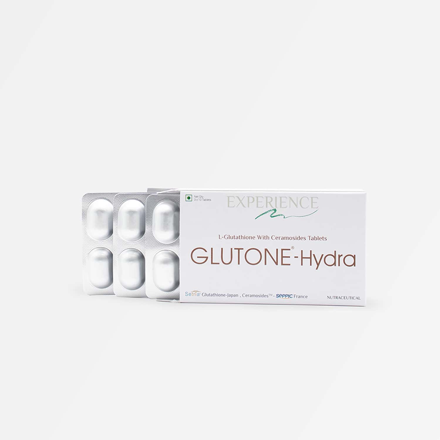 Glutone-hydra | Setria Glutathione With Ceramosidesc|for Glowing Hydrated Skin | Pack Of 30 Tablets