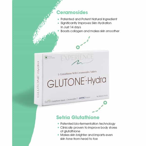 Glutone-Hydra | Setria Glutathione With Ceramosidesc|For Glowing Hydrated Skin | Pack Of 30 Tablets