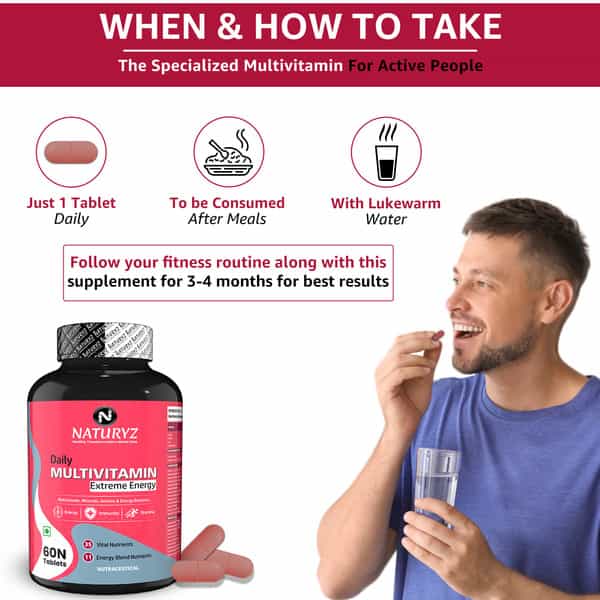 Naturyz Daily Multivitamin Extreme Energy With 35 Nutrients And 11 Energy Blend - 60 Tablets