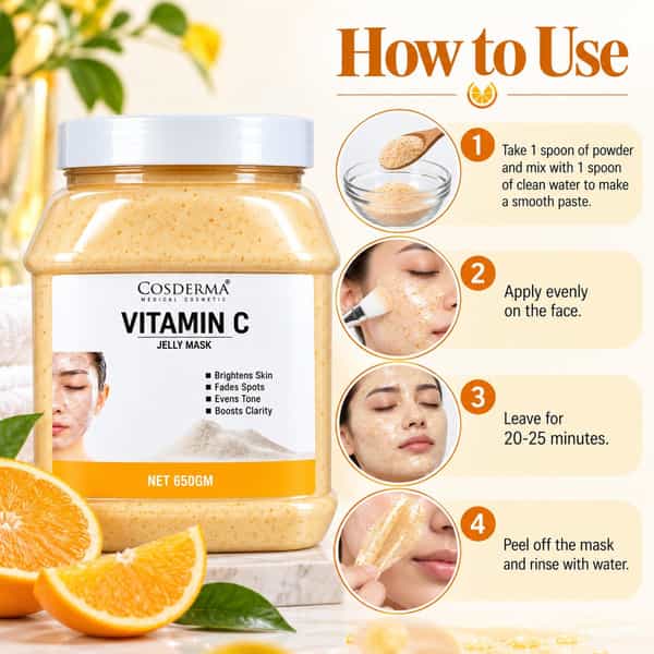 Cosderma Vitamin C Jelly Mask 650Gm| Brightens Skin | Fades Dark Spots & Boosts Natural Glow