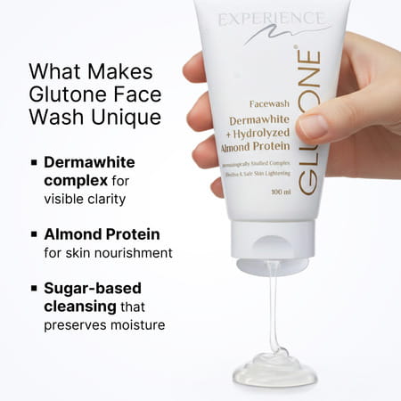Glutone Face Wash With Dermawhite And Hydrolysed Almonds For Brighter & Radiant Skin Pack Of 6